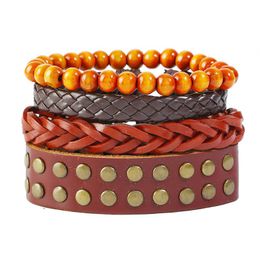 Bangle Jessingshow Vintage Multilayers Beads Wrap Bracelet For Men 2021 Trendy Charm Leather Bracelets & Bangles Set Jewelry