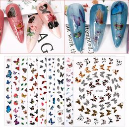 -1pc Holographic 9d Butterfly Nail Art Sticker Adesivo Glue Slider Colorato FAI DA TE Golden Transfer Decal Foil Packaging Decoration Decorations Decorations