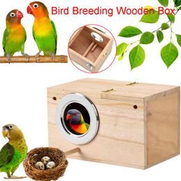 2Pcs Bird Breeding Wooden Nest Boxes Nesting Roost Bird Canary Finch Budgie 