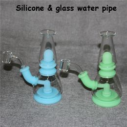 Glow in the dark Water Pipes hookah glass smoking hand pipe Silicone Oil Rigs bongs Hookahs with quartz banger bowl