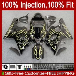 Injection Mould Body For SUZUKI GSXR 750CC 600CC 750 600 CC 2004-2005 43No.64 GSXR-750 GSXR600 GSXR750 K4 2004 2005 GSXR-600 GSX-R750 04 05 OEM Fairing Kit yellow flames