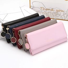 Long Section Leather European And American Women'S Buckle Chains Bolsas Feminina Wallet