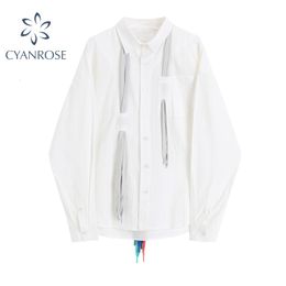 Spring Autumn Women Shirts White Plain Fashion Casual Loose Long Sleeve Turn Down Collar Plus Size Office Lady Blouses Top 210417