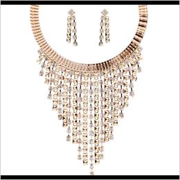 Pendant Necklaces N3589 Street Po Same Creative Fashion Multilayer Tassel Inlaid Diamond Necklace Earring Collar Jewellery C26Sq Hcyqp