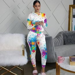 two piece set women 2 piece set women outfits long sleeve tracksuits two pieces sets fall clothes for female 2020 print X0428
