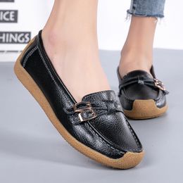 2021 Women Flat Leather Platform Shoes Woman Casual Female Shoes Breathable Women's Moccasins Loafers For Women Ballerines Flats C0410