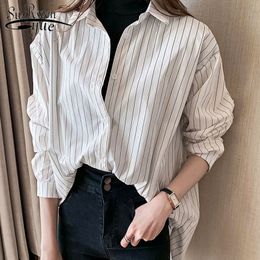 Blusas mujer de moda Button women tops Striped Turn-down Collar long sleeve shirts korean clothing plus size 8434 50 210427