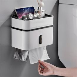 Toilet Paper Holders Tissue Box Free Perforated Wall Hanging Creative Waterproof Pumping Roll