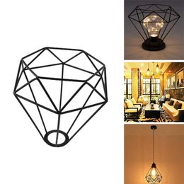 Lamp Covers & Shades Lampshade, Chandelier Lampshade Diamond Shape Cage Retro Metal Bird Pear Guard Light Holder