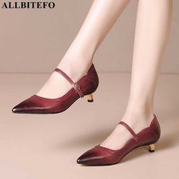 ALLBITEFO size 33-43 golden heel bow design Gradient natural genuine leather high heels stiletto fashion sexy women heels shoes 210611