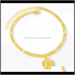 Anklets Jewellery Drop Delivery 2021 European And American Simple Style 26 Capital English Letter Anklet Summer Fashion Mens/Womens Foot Chain