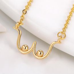 Chokers Female Body Chest Pendant Necklace For Women Breast Cancer Awareness Breastfeeding Boob Feminist Jewellery Collier Bijoux