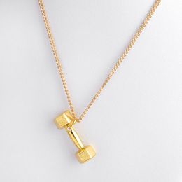 Pendant Necklaces Korean Rose Gold SilverColor Couple Fitness Dumbbell Collar Choker Necklace Chain Fashion Jewellery Gift For Women Men