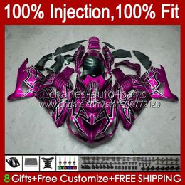 Injection Fairings For KAWASAKI NINJA ZZR 1400 CC ZX 14R 14 R ZZR1400 06-11 4No.162 ZX14R 06 07 08 09 10 11 ZZR-1400 ZX-14R 2006 2007 2008 2009 2010 2011 OEM Bodys rose silvery