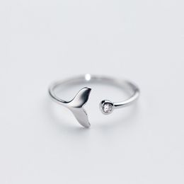 -Mix Design Design di alta qualità 925 sterling argento anello gioielli monili sirena coda gemella anelli mare balena pesci donne regali romantici animale all'ingrosso dimensioni regolabili