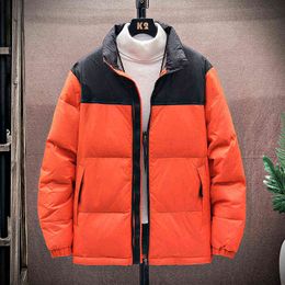 Winter Couple Wear Fashion Color Blocking Puffer Jacket Men and Women's Warm Thicken Coat White Duck Down Parka Tops Outerwear G1115