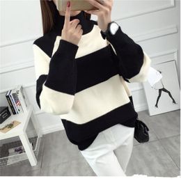 Women Pullover Half Turtleneck Fashion Autumn Winter Warm Long Sleeve Casual Sweater Knitted Tops 210427