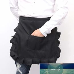1pc Kitchen Apron Lace Bib Maid Costume Half Waist With Pocket Kitchen Party Favors For Women Waitress ( Black / White )