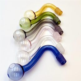 10mm Male joint Tobacco Bowl Colourful Pyrex Glass Oil Burner Pipe glass bowls Hookah Shisha Bongs Adapter Thick Pipes Brown Clear blue green yellow pink Smoking Tubes