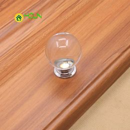 2 pcs Crystal handle single hole drawer cabinet wine wardrobe door K9 transparent glass 30mm spherical