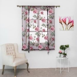 Blinds Floral Printed Sheer Panel Tulle Window Treatment Door Curtains Home Decor Short 60*120cm/80*120cm Curtain & Drapes