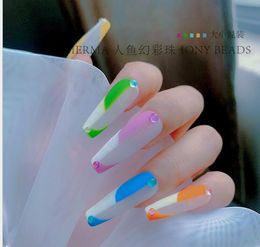 Colourful green blue pink crystal Nail Art Decorations 1440Pcs Flatback Beads Aurora Rhinestone For Nails Mix Size Mermaid Symphony Iridescent Gems Pearl Stones