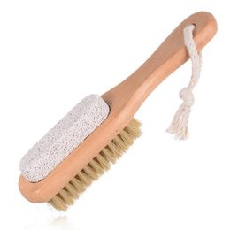 Bath Mane Bristles Clean Feet Brush Wooden Pumice Stone Feets Pedicure Callus Removal Foot Care Brushes Remover Dead Skin Cleaing SN2337