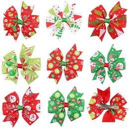 New Christmas Hair Clip Baby Girl Colorful Ribbons Bow Fashion Hairpins Hairgrips Baby Accessories 8 Colors