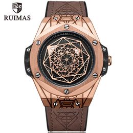 RUIMAS Luxury Military Sports Quartz Watches Men Top Brand Leather Strap Wristwatch Waterproof Watch Man Relogios Masculino 533G X0625