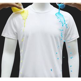 Running Jerseys Waterproof T-Shirt For Men , Male Breathable Fitness Shirt High Elasticity Gym Kit Nanotechnology Antifouling Shirts