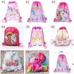 Cartoon Unicorn Drawstring Bag Non-woven Sling Bags Kids Backpacks Cute School Pouch Boys Girls Bundle Pocket Backpack Birthday Gift 2022