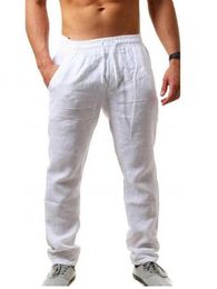 2020 New Men's Cotton Linen Pants Male Summer Breathable Solid Colour Linen Trousers Fitness Streetwear S-3XL Y0811