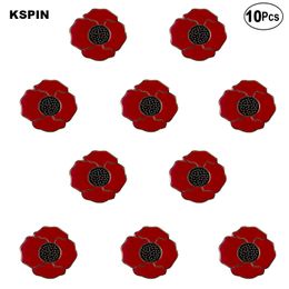 Poppy Flower Lapel Flag badge Brooch Pins Badges 10Pcs a Lot