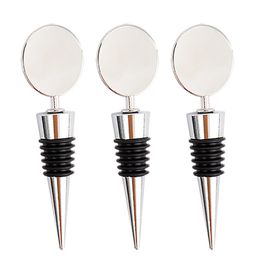 Square Wine Stoppers Blank Metal Round Bottles Stopper Bar tools Plugs Zinc alloy Bottle Caps A21704