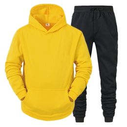 Men's Hoodie Suit Sports Wear Tracksuits Autumn Winter Two Pieces Sets Oversized Hooded Streetwear Outfits 211220