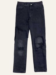 Herren-Jeans RAF, zweifarbig, zweilagige Nähte, Dekonstruktion, Zerstörung, gewaschen, abgenutzte Jeans, lockere High-Street-Hose mit geradem Bein, Tide338
