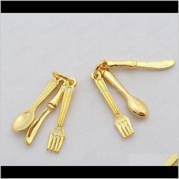 & Components Jewelrywholesale Sets Antique Sier Plated Zinc Alloy Combination Charms Knife Fork Spoon Diy Jewelry Findings 1383 Drop Delivery