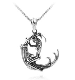 Pendant Necklaces Moon Goddess Amulet Men's Necklace European And American Fashion Creative Punk Lucky Lady