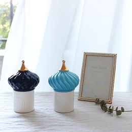 decorative storage jars NZ - Candle Holders Ceramic Storage Jar Decorative Cup Russian Style Round Roof Holder Tooth-pick