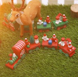 Christmas Wooden Train Kids Gift Merry Christmas Decoration For Home Little Train Popular Decor Christmas Ornaments Gift Children GGE1926