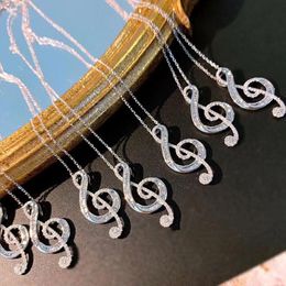 Chains Unusual Musical Note Shape Pendant Necklace 925 Sterling Silver Clavicle Chain Fashion Wedding Bridal Jewelry Gifts