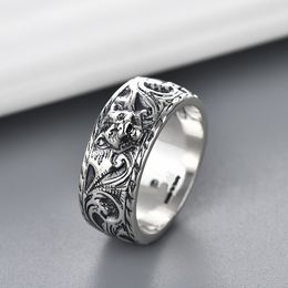 Top Design Domineering Tiger Head Ring Sier Plated Material Rings Fashion Jewellery