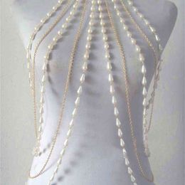 2022 gioielli completi della catena di modo del corpo Fashion Donne Sexy Sexy Full Silver Gold Body Collana Catena perla Spalla Slave Belly Belt Breness Gioielli BC602