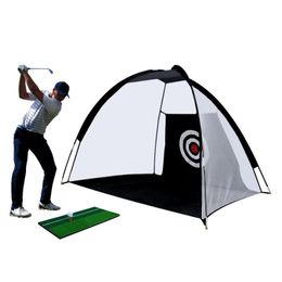 Golf Training Aids Indoor 2M Practice Net Tent Hitting Cage Garden Grassland Equipment Mesh Mat Outdoor Swing