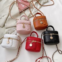 Children princess handbags mini chain crossbody bag for girls fashion embroidery line parent-child one shoulder bucket bags kids casual wallet F925