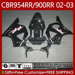 Black red Bodywork For HONDA CBR900RR CBR954RR CBR900 CBR954 RR Body 61No.163 CBR 900 954 CC RR 954CC 2002 2003 CBR 954RR 900RR 02 03 CBR954-RR 2002-2003 Fairing Kit