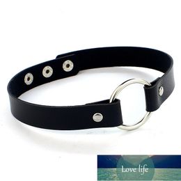New Fashion Women Men Cool Punk Goth Black Round-Shape Leather Collar Choker Necklace Jewellery Accessories