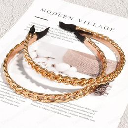 Fashion Women Hairband Alloy Braid Headband Shining Gold Punk Headwear Hair Accessories