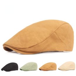 Berets Pure Color Beret Literary Youth Forward Hat Bamboo Cotton Spring And Summer Men Women's Sun Caps
