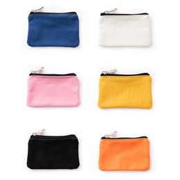 Solid Colour Canvas Change Storage Bag Outdoor Portable Zipper Wallet DIY Children Coin Purse Cosmetic Bags
